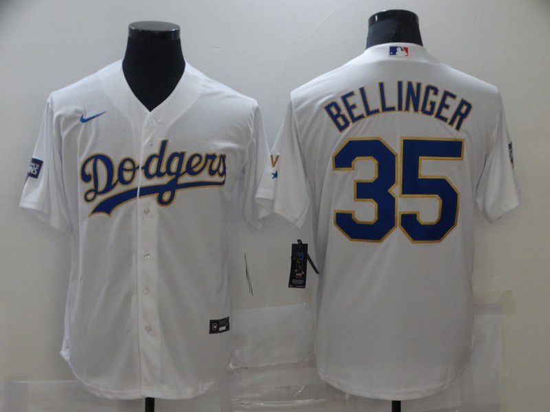 Men Los Angeles Dodgers #35 Bellinger White Game 2021 Nike MLB Jersey